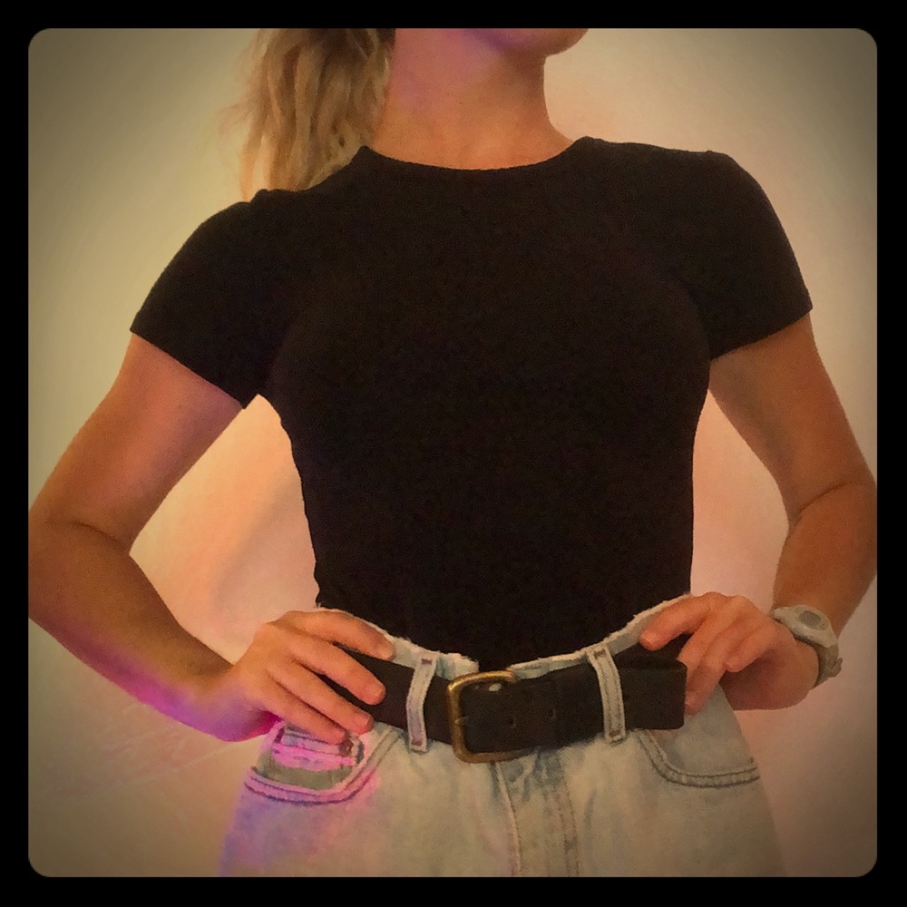 Black high neck body suit